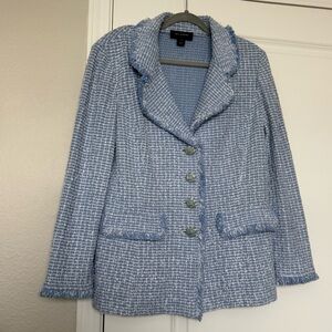 ST JOHN Tweed Knit Blazer Womens Elegant Designer Button upBlazer Sweater US 14